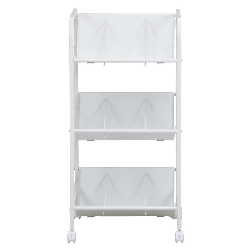 ファイルワゴン 3段 ホワイト ストッパーキャスター付き 不二貿易
