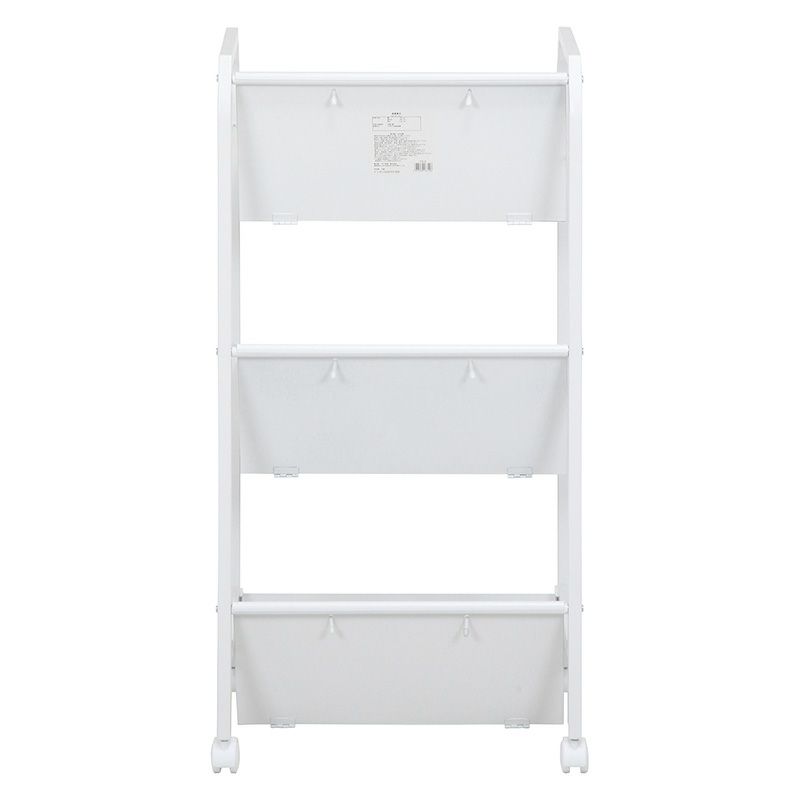 ファイルワゴン 3段 ホワイト ストッパーキャスター付き 不二貿易