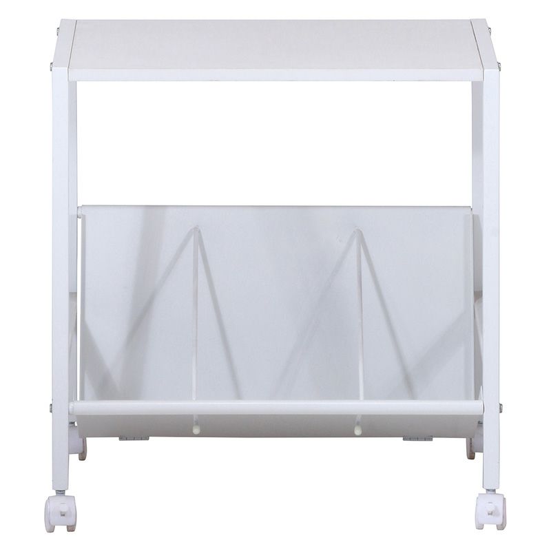 ファイルワゴン 1段 ホワイト ストッパーキャスター付き 天板付き不二貿易