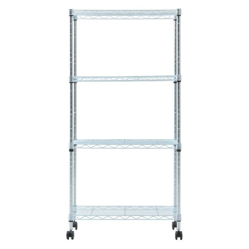 メタルマルチシェルフ4段60 クロム MS-635124CR 不二貿易 幅600 奥行350 高さ1225mm キャスター付