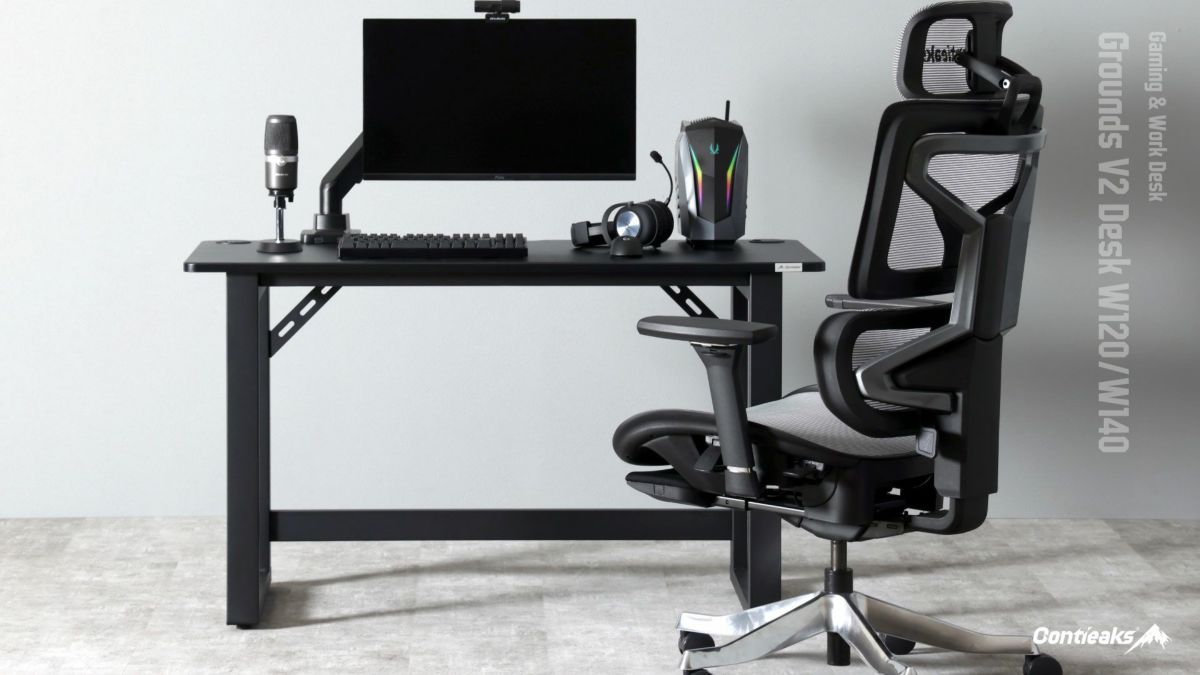 関家具 Contieaks Grounds V2 グラウンズ ゲーミンデスク ブラック 黒 幅 W120cm W140cm
